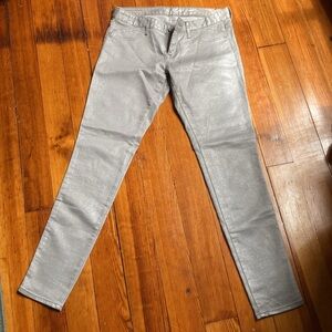 Express Stella Low-Rise Jean Leggings- size 6. Gray shimmer.